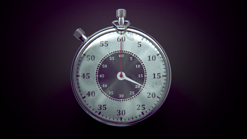 Ticking chronometer (stopwatch) with animated arrows