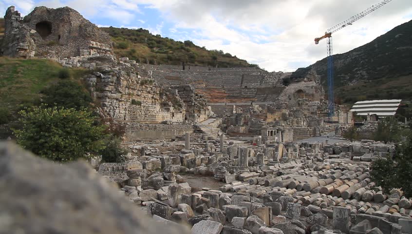 Ruins of ancient theater in Ephesus, Turkey