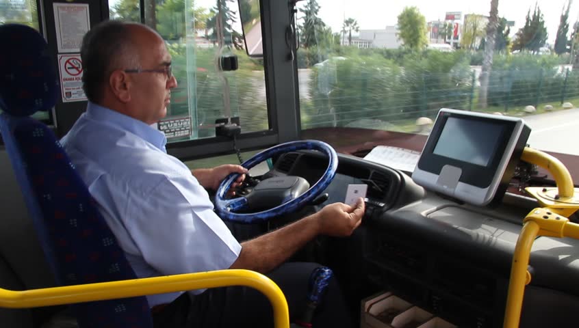 ANTALYA, TURKEY - CIRCA NOVEMBER 2012 Bus driver in city bus
