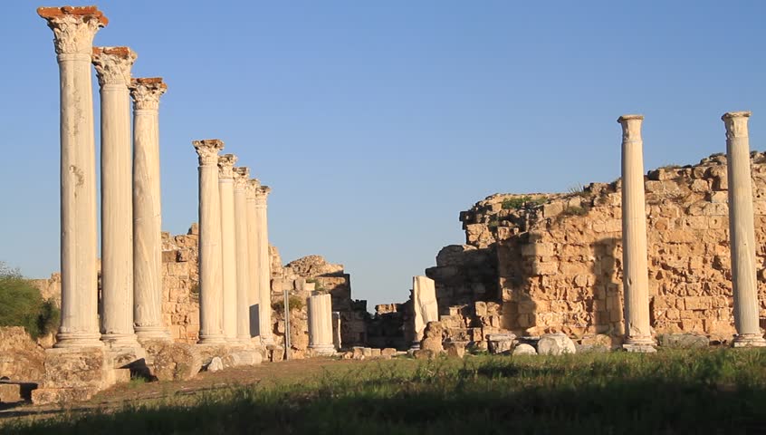 Columns and square in Salamis, North Cyprus