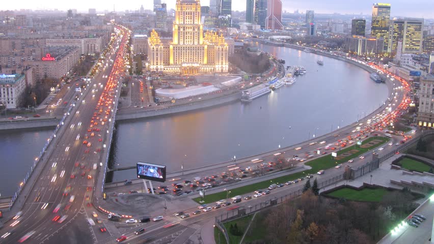 MOSCOW - NOV 14: (Timelapse) Illuminated Ukraine Hotel in the evening, on Nov 14, 2012 in Moscow, Russia. The Ukraine hotel opened for the first time on May 25, 1957