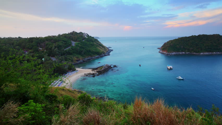 Time lapse of tropical lagoon with beach. Phuket, Thailand