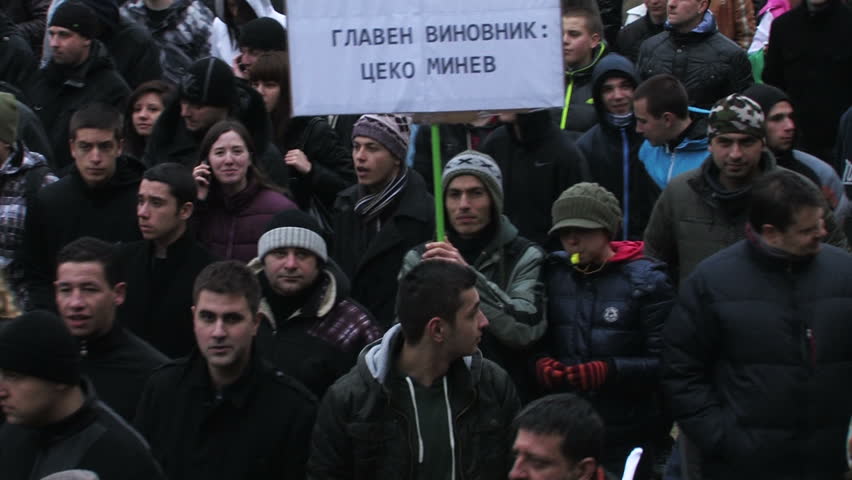 SOFIA, BULGARIA - FEBRUARY 24: Thousands of Bulgarians take part in the national protest against the high energy prices on Feb. 24, 2013 in Sofia. Bulgaria's prime minister resigned few days earlier.