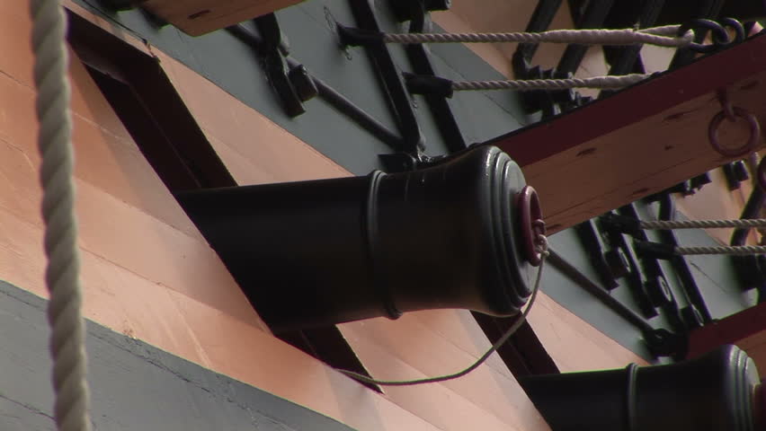 HMS Victory ship close up of gun port