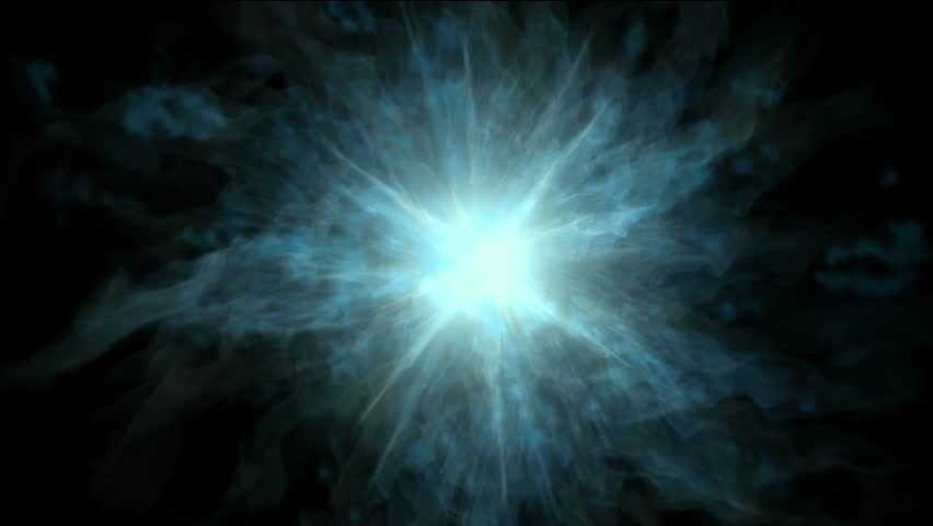 dazzling rays laser pulse & explosion electron particles from vortex tunnel hole in universe.
