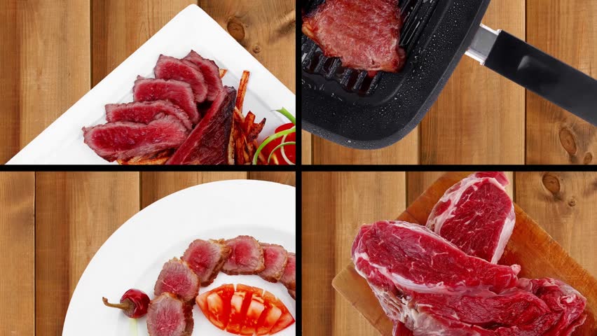 mix of meat plates , beef, veal, pork, with vegetables