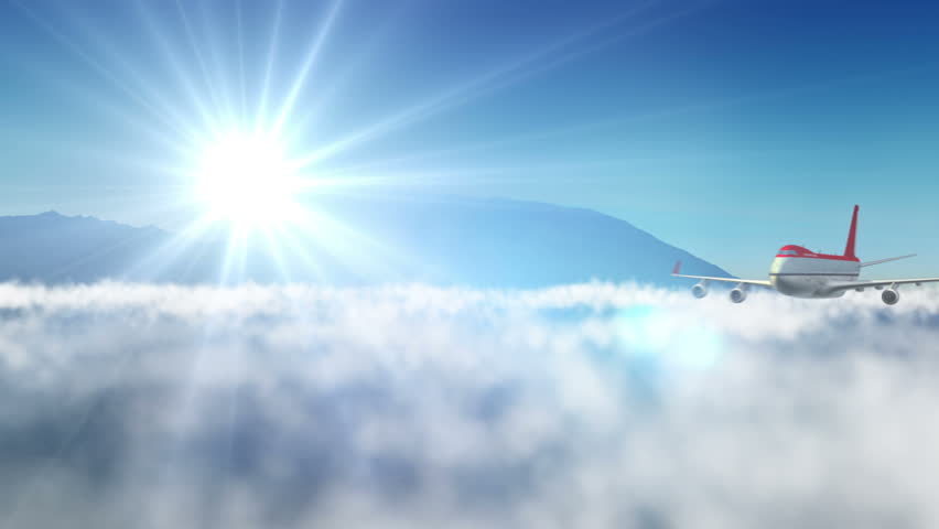  animated intro with airplane flying over mountains landscape