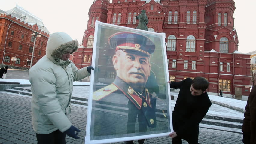 MOSCOW, RUSSIA - MARCH 05:  Russian communist supporters gather to mark the 60th anniversary of Soviet dictator Josef Stalin's death, near the Red square, on March 05, 2013 in Moscow