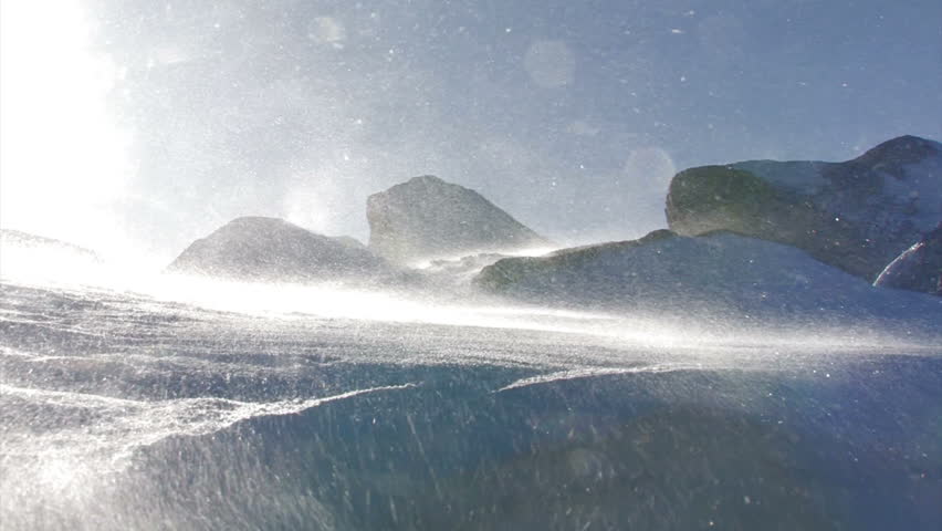 Snow Blown by the Wind in the Mountains