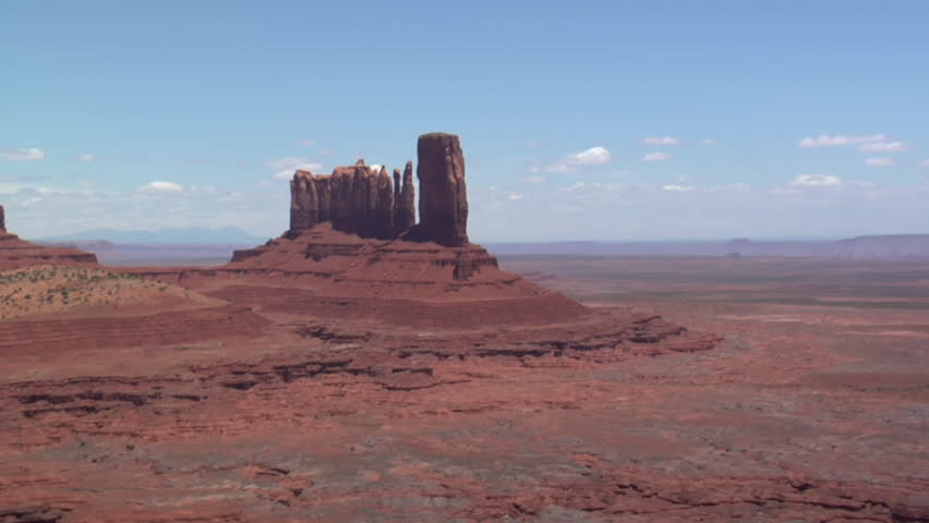 aerial shot of Monument Valley Butte close-up