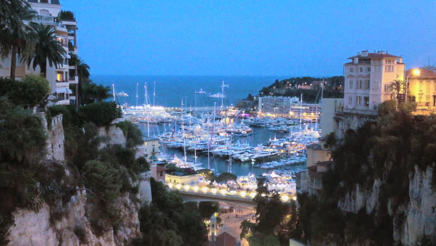 Time Lapse at dusk over Port Hercules and the Monaco Yacht Show 2012. 