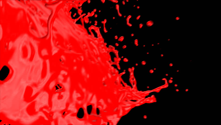 red paint splash, isolated on black (FULL HD)