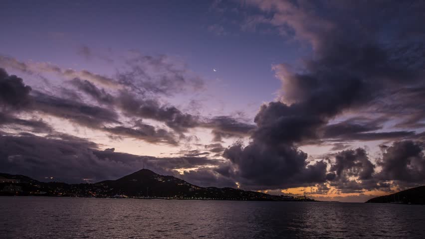 Sunrise over Harbor in St Thomas, USVI