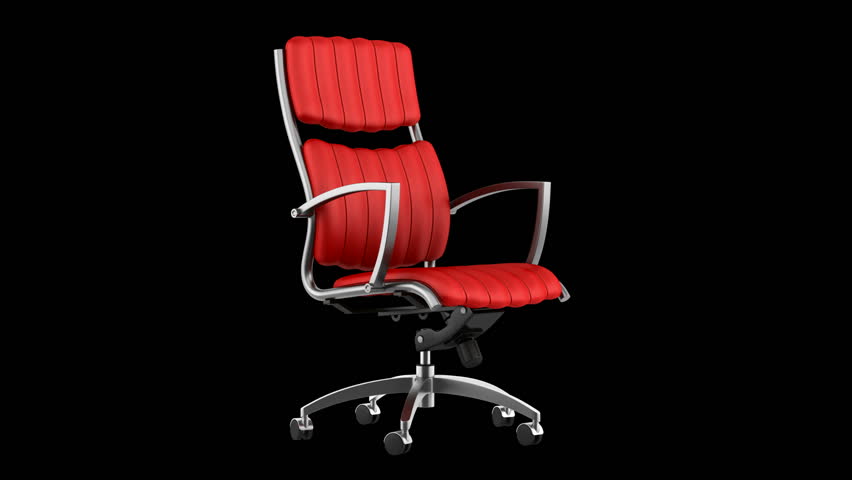 modern red office chair loop rotate on black background