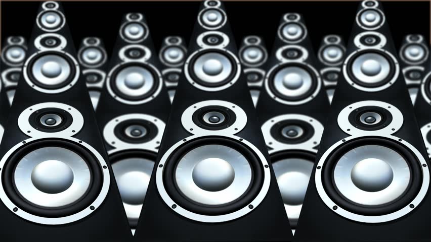Loudspeakers multiplication. 3D generated animation.