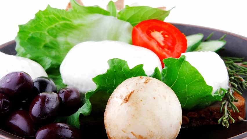 light feta cheese with mushroom and bread