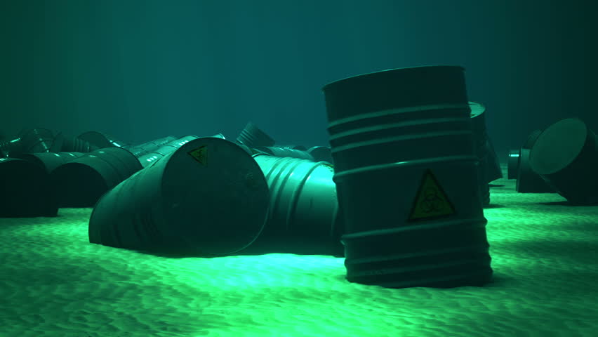 Bio hazard barrels on the bottom of the sea.