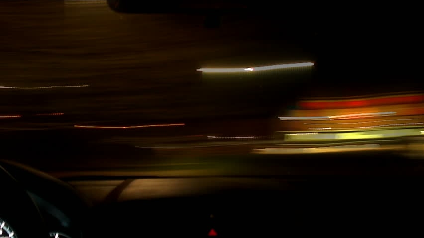 Driving through the busy city at night - Time-Lapsed. HD 1080