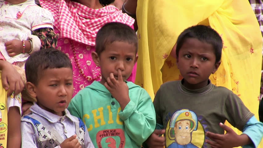 BUNGAMATI REGION, NEPAL â CIRCA OCTOBER 2011 â Little nepali friends during Bhairab celebration circa October 2011 in Bungamati village in Nepal.
