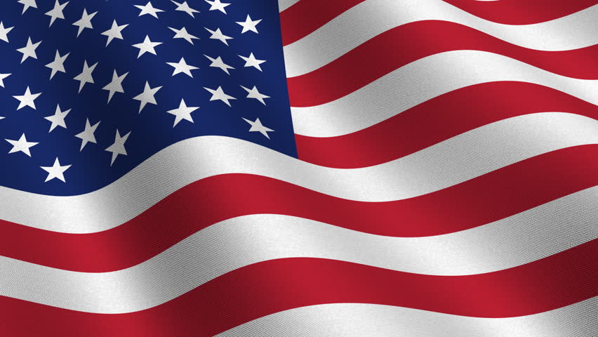 USA flag waving in the wind - highly detailed fabric texture - perfect background animation for news-room shots - seamless looping