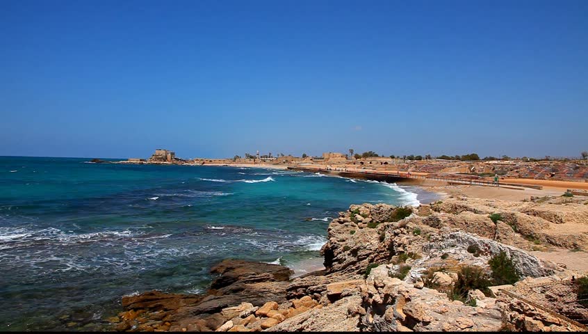 Sea view of Caesarea antique city (Israel)