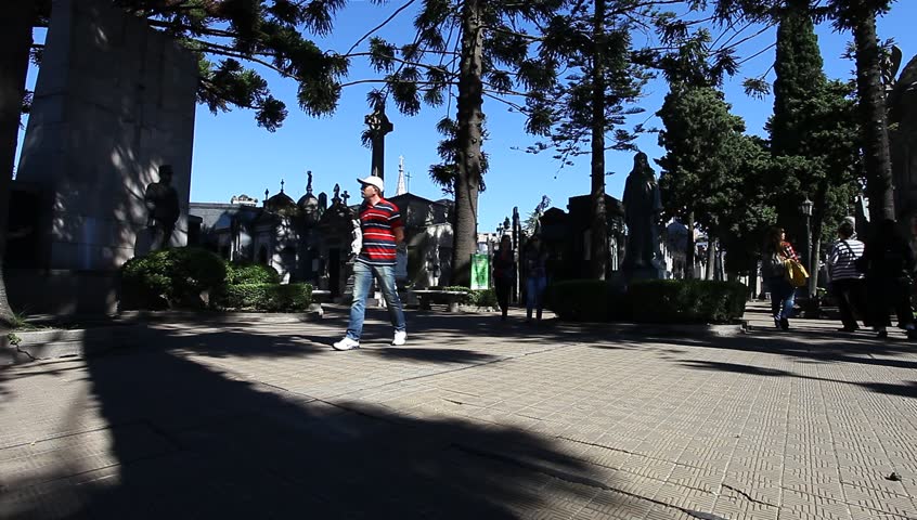 BUENOS AIRES - APRIL 13, 2013: Ancient mausoleums in the famous Recoleta Cemetery on 13 April: in Buenos Aires, Argentina on April 13, 2013