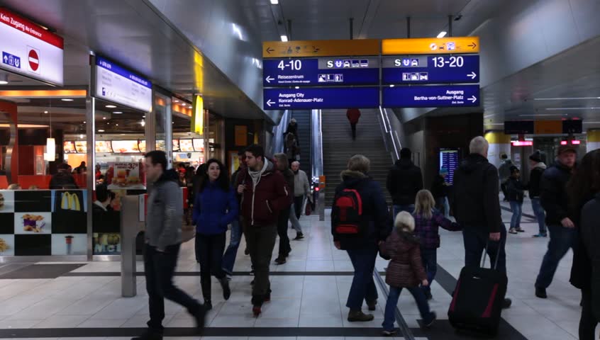 DUSSELDORF, GERMANY â MARCH 8: The Central station offers all modes of rail transport and is frequented by more than a quarter million passengers per day. March 8, 2013,  DÃ¼sseldorf, Germany
