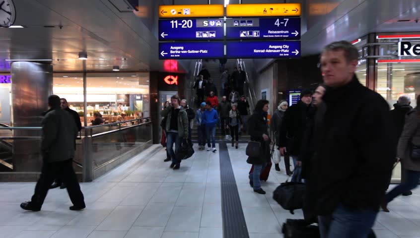 DUSSELDORF, GERMANY â MARCH 8: The Central station offers all modes of rail transport and is frequented by more than a quarter million passengers per day. March 8, 2013,  DÃ¼sseldorf, Germany
