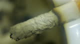 Cigarette burning down in ashtray