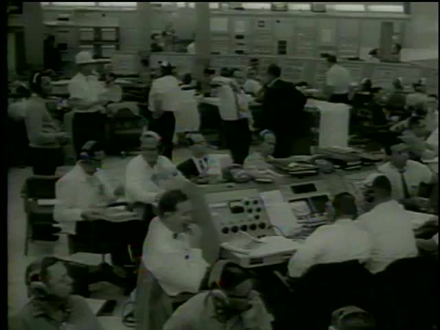 A mission control during the United States' first heavy-lift dedicated space rocket Saturn I at Cape Kennedy, Florida circa 1964-MGM PICTURES, UNIVERSAL-INTERNATIONAL NEWSREEL, USA, filmed in 1964