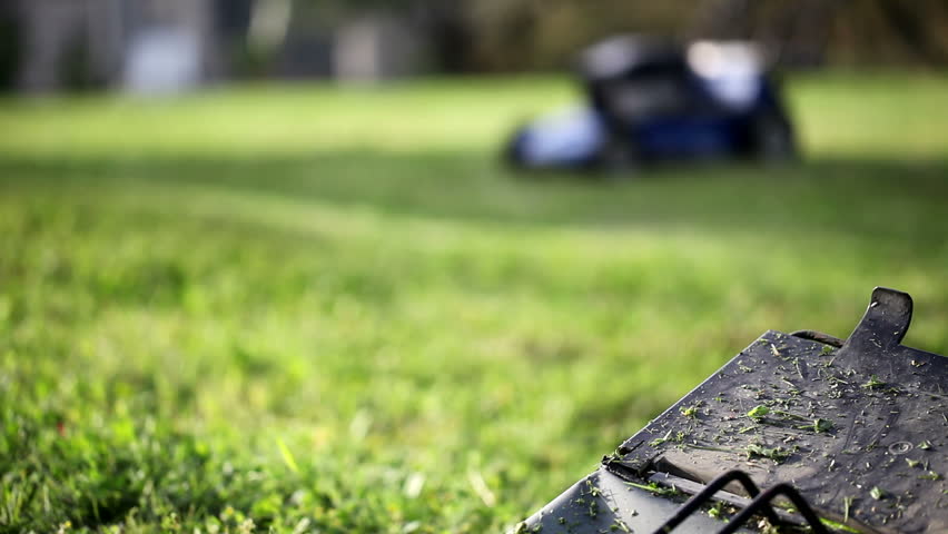 Lawn mower cutting the grass.