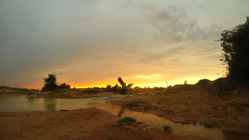 Timelapse of golden sunset in west baray close to Siem reap Cambodia