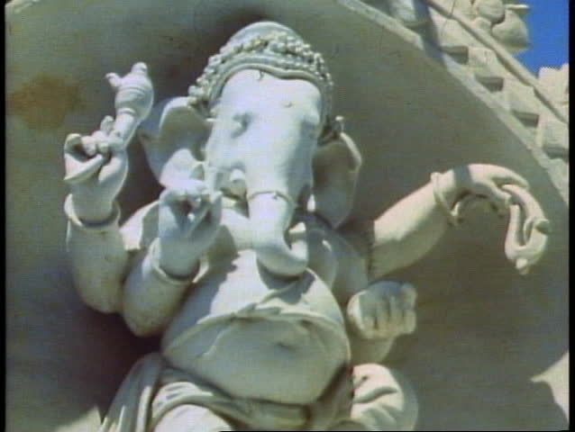 A frieze on a Hindu temple of the Elephant God, Ganesh in India, Madras
