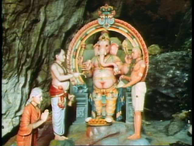 The Batu Caves of Kuala Lumpar, a Hindu shrine, statue of Ganesh, Ganesha, the elephant