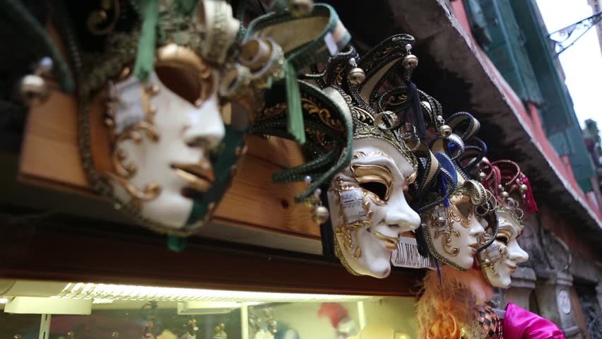 Venetian Masks being sold in a store in Venice, Italy 