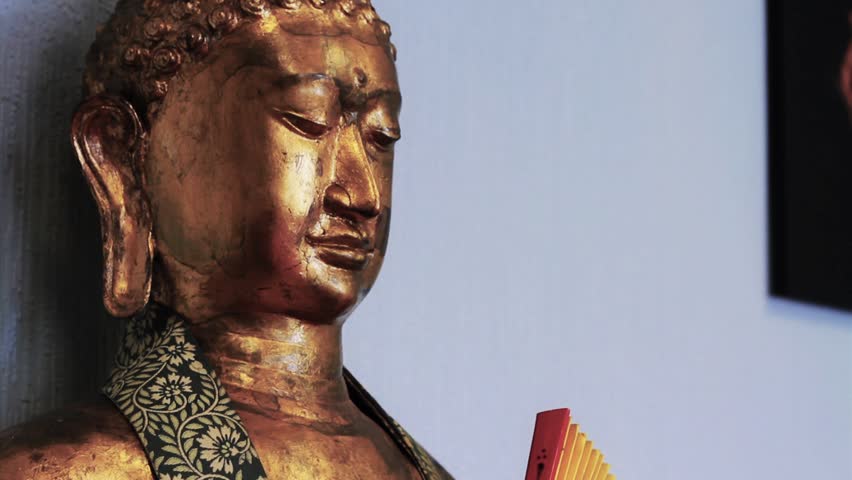 Buddhism: Bronze Buddha Statue - Slow Pan