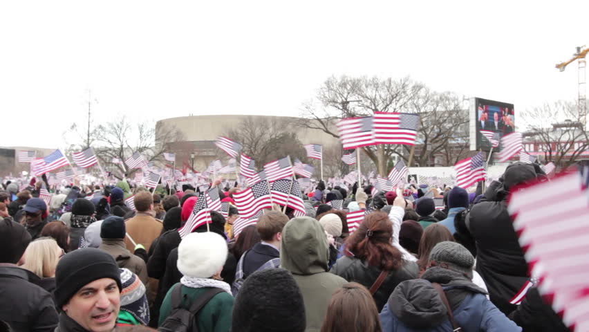 WASHINGTON, D.C. - JANUARY 21: American flags waving at Presidential Inauguration January 21, 2013 in Washington, D.C.