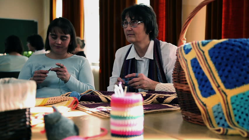 Shot of participants of the Knitting course during the class