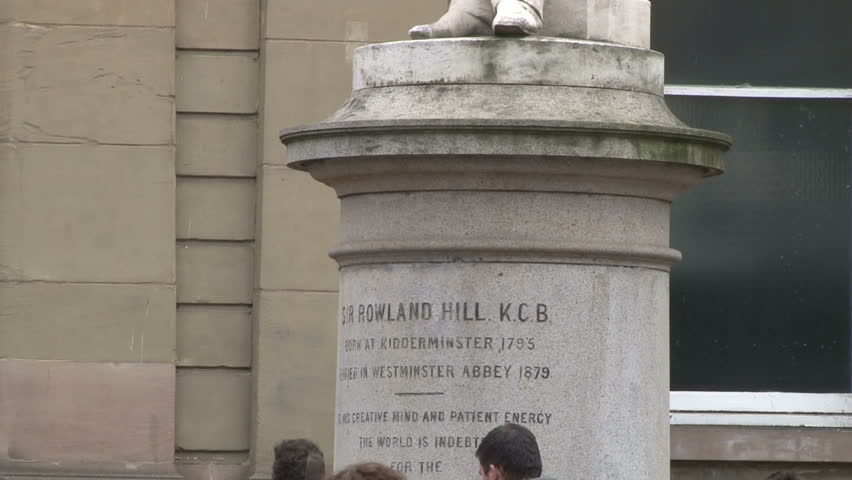 Statue of postal reformer Rowland Hill.