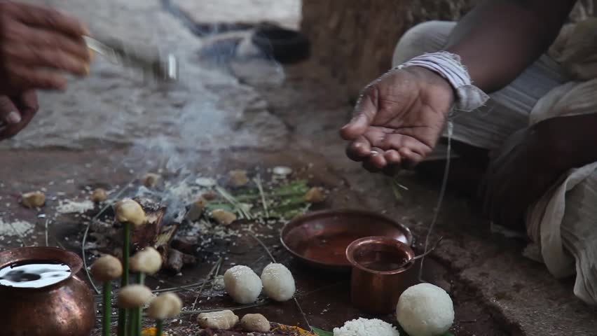 India, Hampi - 31 December 2012 : Mysterious rite in Hampi