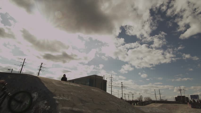 BMX bike rider does a backflip