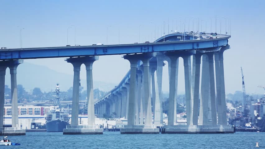 Coronado Bridge, San Diego, California, USA. Timelapse.