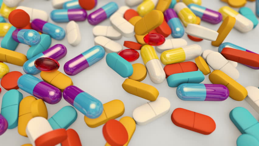 Animation of drugs falling down.