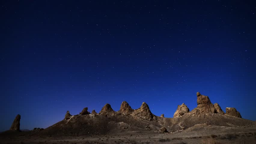 Astrophotography Time Lapse Star Trail over Pinnacles Tilt Up