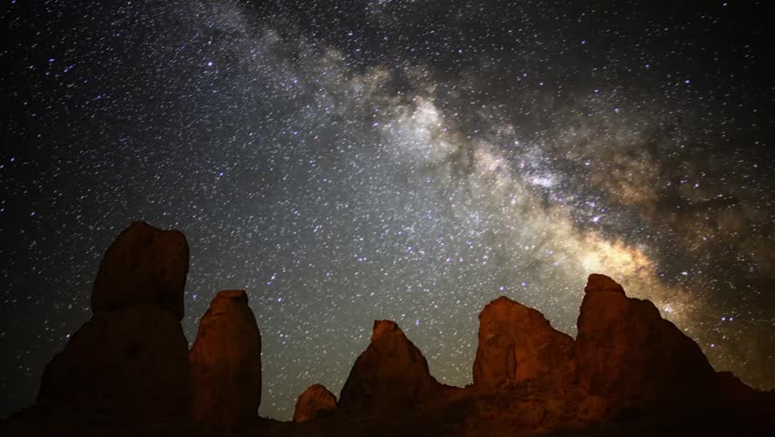 Astrophotography Time Lapse Milky Way over Pinnacles Zoom In