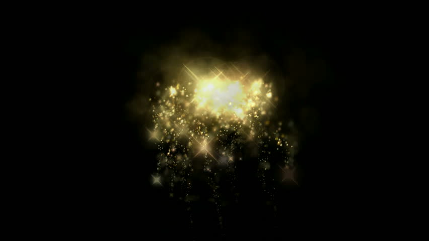 golden fireworks & falling stars particles as holiday background.