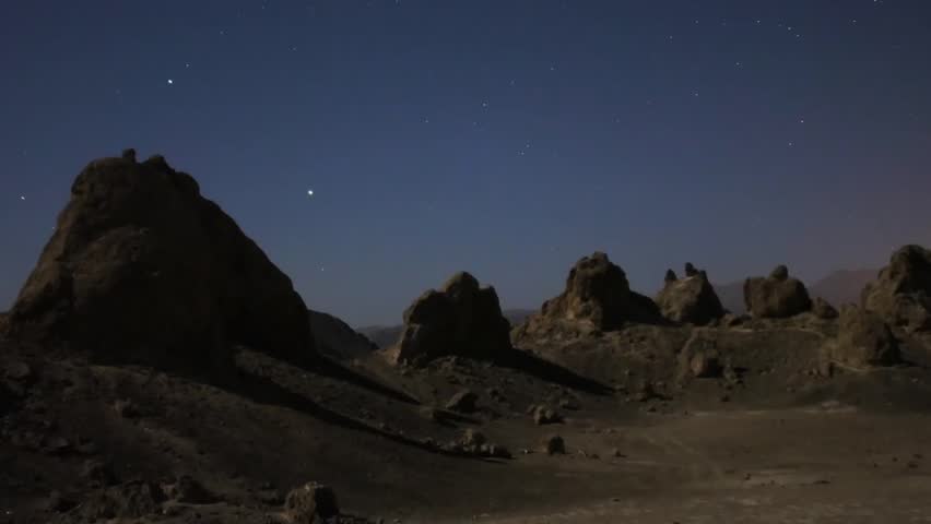 Astrophotography Time Lapse Moonshadow across Pinnacles
