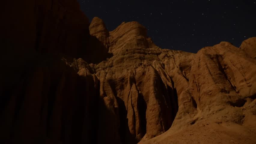 Astrophotography Time Lapse Moonshadow across Sandstone