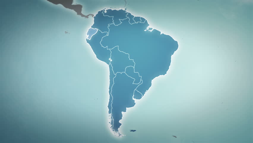 World map  with South American country maps.
Loop-able. Each country border freeze a few seconds to let you edit and change the order or duration.
