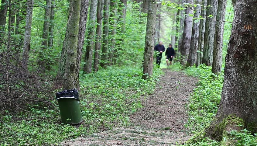 Father and son running along the forest trail episode 10